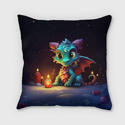 Подушка квадратная Новогодний волшебный дракон, цвет: 3D-принт