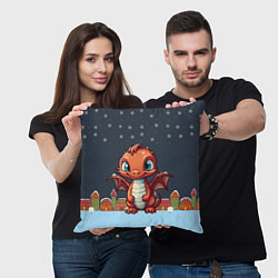 Подушка квадратная Рыжий новогодний дракон, цвет: 3D-принт — фото 2