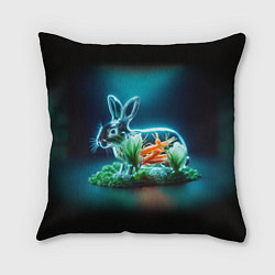 Подушка квадратная Прозрачный стеклянный кролик с овощами, цвет: 3D-принт