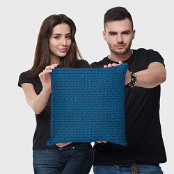 Подушка квадратная Тёмно-синий узоры, цвет: 3D-принт — фото 2