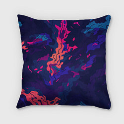 Подушка квадратная Яркая абстракция в стиле камуфляжа, цвет: 3D-принт