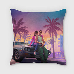 Подушка квадратная Люсия с парнем gta 6, цвет: 3D-принт