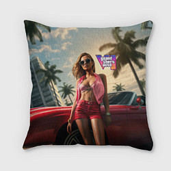 Подушка квадратная Девушка GTA 6, цвет: 3D-принт