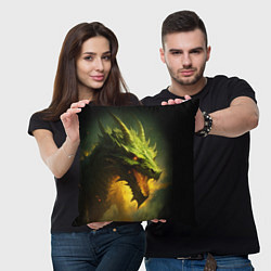 Подушка квадратная Злой зеленый дракон 2024, цвет: 3D-принт — фото 2