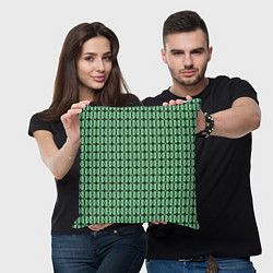 Подушка квадратная Чёрные узоры на зелёном, цвет: 3D-принт — фото 2