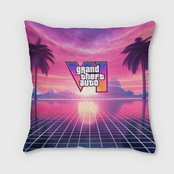 Подушка квадратная GTA 6 Vaporwave, цвет: 3D-принт