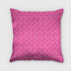 Подушка квадратная Паттерн маленький сердечки розовый, цвет: 3D-принт