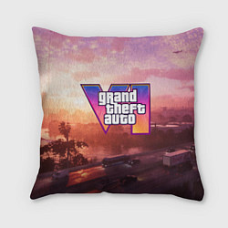 Подушка квадратная GTA 6 Vice, цвет: 3D-принт