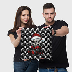 Подушка квадратная Happy New Year новогодний череп, цвет: 3D-принт — фото 2