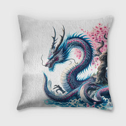Подушка квадратная Японский акварельный дракон - ирезуми, цвет: 3D-принт