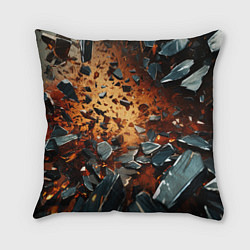 Подушка квадратная Летящие камни и взрыв, цвет: 3D-принт