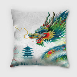 Подушка квадратная Japanese watercolor dragon - art, цвет: 3D-принт