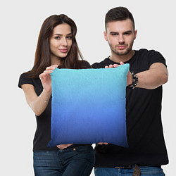 Подушка квадратная Голубой и черно-синий градиент, цвет: 3D-принт — фото 2