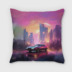 Подушка квадратная Спорткар на закате, цвет: 3D-принт