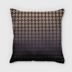 Подушка квадратная Бежево-фиолетовый ромбы-полосы, цвет: 3D-принт