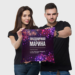 Подушка квадратная Праздничная Марина: фейерверк, цвет: 3D-принт — фото 2