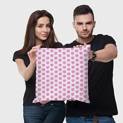 Подушка квадратная Нежные розовые сердечки, цвет: 3D-принт — фото 2