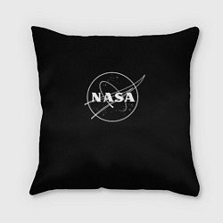 Подушка квадратная NASA белое лого, цвет: 3D-принт