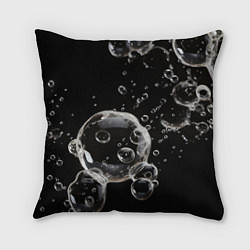 Подушка квадратная Пузыри на черном, цвет: 3D-принт