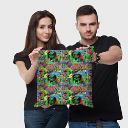 Подушка квадратная Graffiti rap, цвет: 3D-принт — фото 2