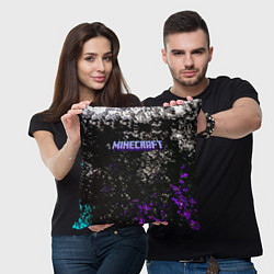 Подушка квадратная Minecraft брызги красок неон, цвет: 3D-принт — фото 2