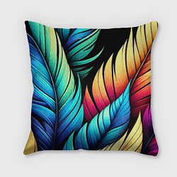 Подушка квадратная Color feathers - neon, цвет: 3D-принт