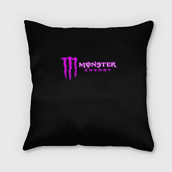 Подушка квадратная Monster energy фиолетовый логотип, цвет: 3D-принт