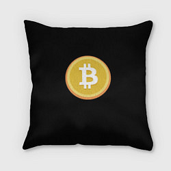 Подушка квадратная Биткоин желтое лого криптовалюта, цвет: 3D-принт