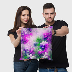 Подушка квадратная Паттерн цветов, цвет: 3D-принт — фото 2