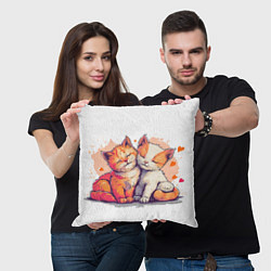 Подушка квадратная Влюбленные милые котята, цвет: 3D-принт — фото 2