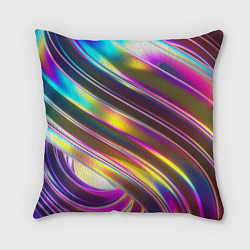Подушка квадратная Неоновый скрученный металл разноцветный, цвет: 3D-принт