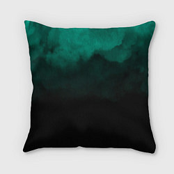 Подушка квадратная Зелёный туман на чёрном, цвет: 3D-принт