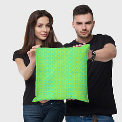 Подушка квадратная Неоновый салатовый с шестигранниками циан, цвет: 3D-принт — фото 2