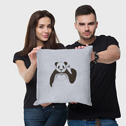 Подушка квадратная Panda love art, цвет: 3D-принт — фото 2