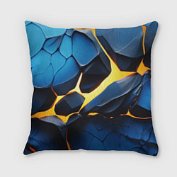 Подушка квадратная Желтая лава на синих плитах, цвет: 3D-принт
