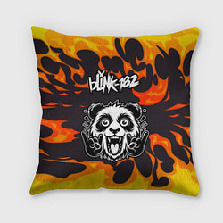 Подушка квадратная Blink 182 рок панда и огонь, цвет: 3D-принт