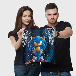 Подушка квадратная Sonic - splash and logo, цвет: 3D-принт — фото 2