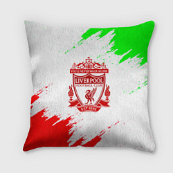 Подушка квадратная Liverpool краски спорт, цвет: 3D-принт
