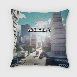 Подушка квадратная Minecraft дневной город, цвет: 3D-принт