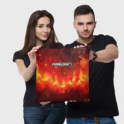 Подушка квадратная Minecraft logo fire, цвет: 3D-принт — фото 2
