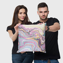 Подушка квадратная Мрамор узор разноцветный, цвет: 3D-принт — фото 2