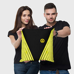 Подушка квадратная Borussia geometry yellow, цвет: 3D-принт — фото 2