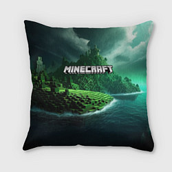 Подушка квадратная Minecraft logo зеленый мир, цвет: 3D-принт