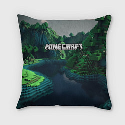 Подушка квадратная Minecraft logo зеленые квадратные кубы, цвет: 3D-принт