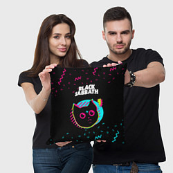Подушка квадратная Black Sabbath - rock star cat, цвет: 3D-принт — фото 2