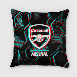 Подушка квадратная Arsenal FC в стиле glitch на темном фоне, цвет: 3D-принт
