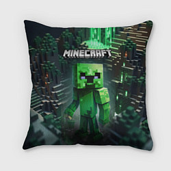 Подушка квадратная Minecraft зеленый персонаж, цвет: 3D-принт