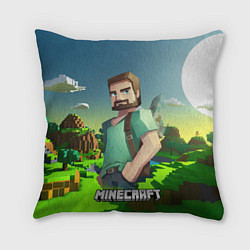 Подушка квадратная Minecraft персонаж зеленый мир, цвет: 3D-принт