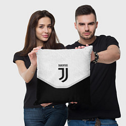 Подушка квадратная Juventus black geometry sport, цвет: 3D-принт — фото 2
