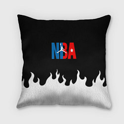 Подушка квадратная Баскетбол нба огонь, цвет: 3D-принт